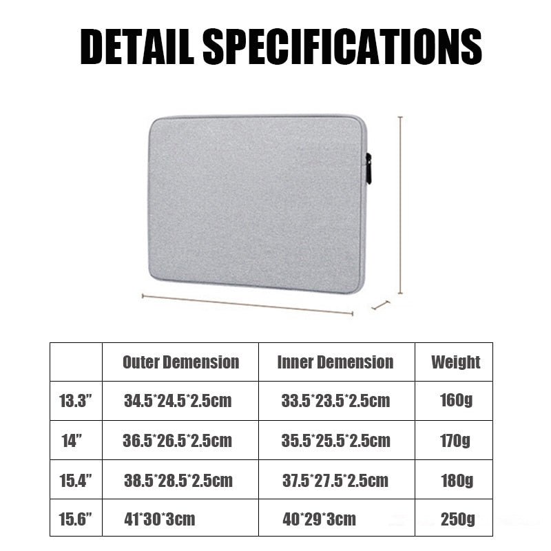 Shockproof Laptop Sleeve for Various Sizes