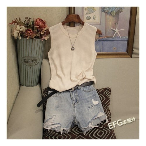 Sleeveless Knitted Vest Top